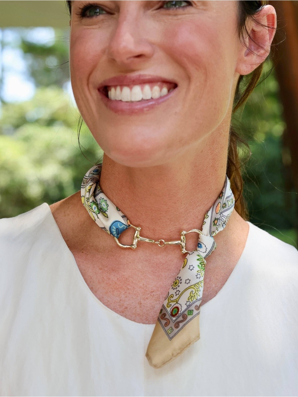 Caroline Hill Lana Horsebit Blue Multi Scarf Necklace